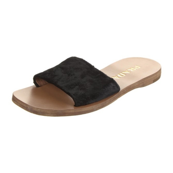 Prada Black Suede Slides Sandals - Size 7 - Picture 2 of 5